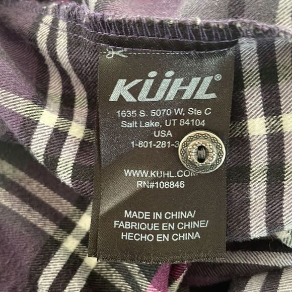 KUHL women’s purple and black plaid flannel long sleeve shirt size Small - Picture 11 of 16